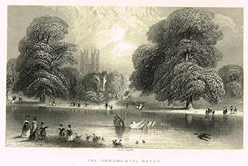 Tallis's London - "THE ORNAMENTAL WATER, ST. JAMES PARK" - Steel Engraving - 1851