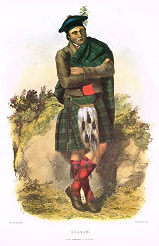 Clans & Tartans of Scotland by McIan - GRAHAM - Lithograph -1988