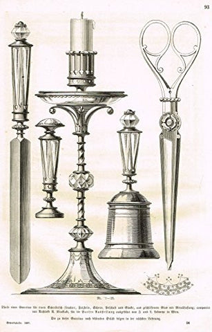 Baumer's 'Gewerbehalle'- SWIZZORS, BELL. KNIFE, STAMP & CANDLE - c1870