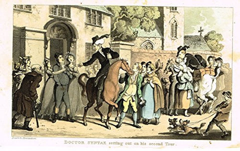 Rowlandson's Dr. Syntax - "DR. SYNTAX SETTING OUT ON HIS SECOND TOUR" - Aquatint - 1820