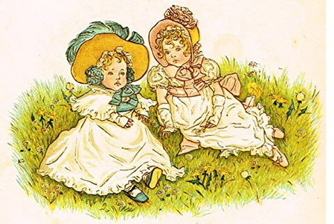 Kate Greenaway's Little Ann - LITTLE GIRLS ON THE GRASS - Chromolithograph - 1883