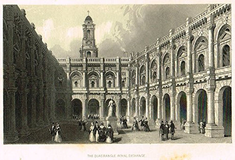Tallis's London - "THE QUADRANGLE ROYAL EXCHANGE" - Steel Engraving - 1851