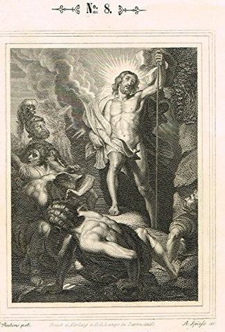 Miscellaneous Religious Print - "DESCENT TO THE DEAD" - Steel Engraving - c1850