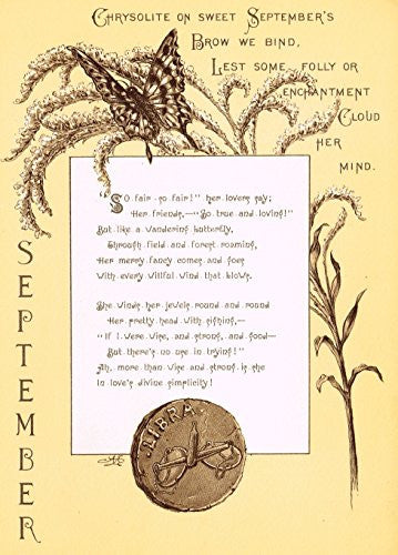 Mary A. Lathbury's Monthly Poems - "SEPTEMBER POEM" - Tinted Chromolithograph - 1885