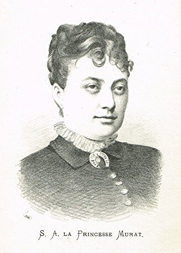 Antique Portrait - "S.A. LA PRINCESSE MURAT" - Engraving - c1830