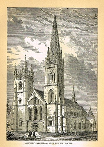 Our National Cathedrals - LLANDAFF CATHEDRAL - Wood Engraving - 1887