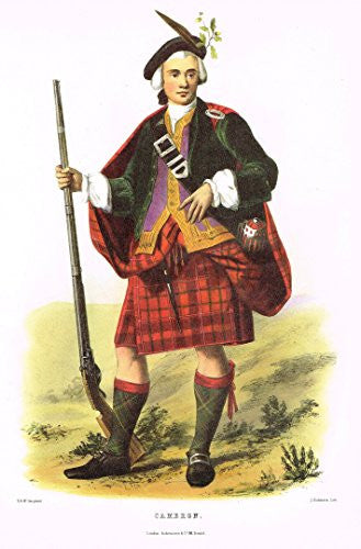 Clans & Tartans of Scotland by McIan - "CAMERON" - Lithograph -1988