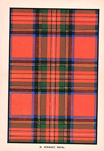 Johnston's Scottish Tartans - "STEWART - ROYAL" - Chromolithograph - c1899
