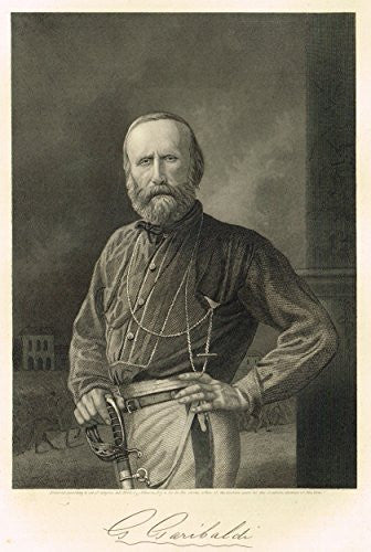 Portrait Gallery - "G. GARIBALDI" - Steel Engraving - 1874