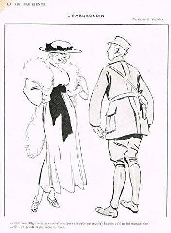 La Vie Parisienne Page - "L'EMBUSCADIN" - Lithograph - 1915