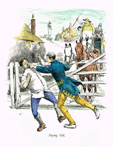 Tristram's Coaching Ways - "PAYING TOLL" - Hand-Colored Lithograph - 1888