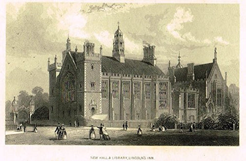 Tallis's London - "NEW HALL & LIBRARY, LINCOLN'S INN" - Steel Engraving - 1851