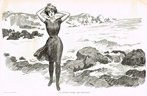 The Gibson Book - "OF COURSE THERE ARE MERMAIDS" - Lithograph - 1907
