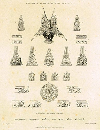 Shaw's Furniture - "DETAILS OF RELIQUARY" - Engraving - 1836