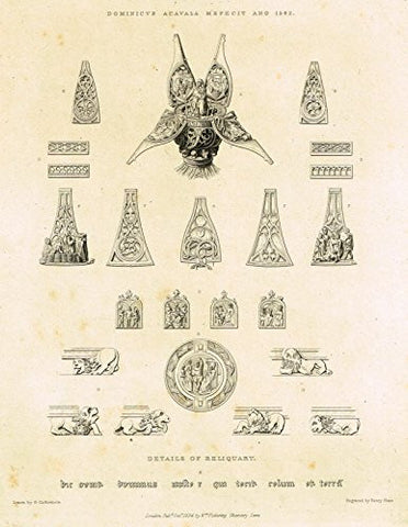 Shaw's Furniture - "DETAILS OF RELIQUARY" - Engraving - 1836