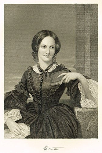 Portrait Gallery - "CHARLOTTE BRONTE" - Steel Engraving - 1874