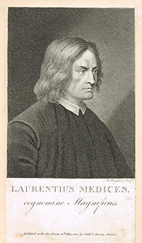 Antique Portrait - "LAURENTIUS MEDICES" - Engraving - 1800