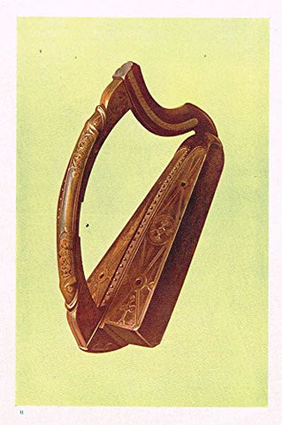 Hipkins Musical Instruments - "Carved Harp" - Stipple Chromolithograph - 1923