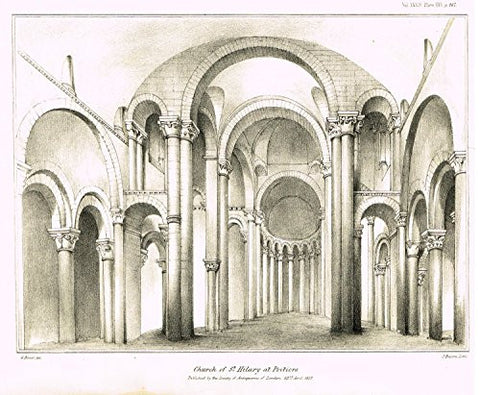 Archaeologia's Antiquity - CHURCH OF ST. HILARY AT POITIERS - Engraving - 1852