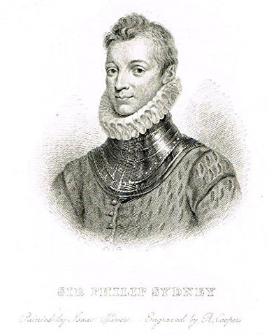 Royal Portraits - "SIR PHILIP SYDNEY" - Copper Engraving - c1820