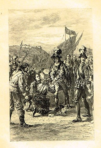 Heneage's Memoirs of England - "KING CHARLES II LANDING AT DOVER" Etching by Marcel -1900