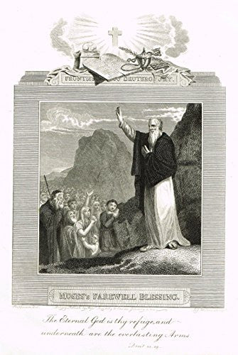 Blomfield's Impartial Expsitor & Bible - "FRONTISPIECE - MOSES'S BLESSING" -Engraving - 1815