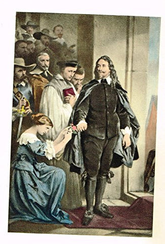 Colored Lithograph - "THE LAST MOMENTS OF CHARLES I" by WAPPERS - c1895