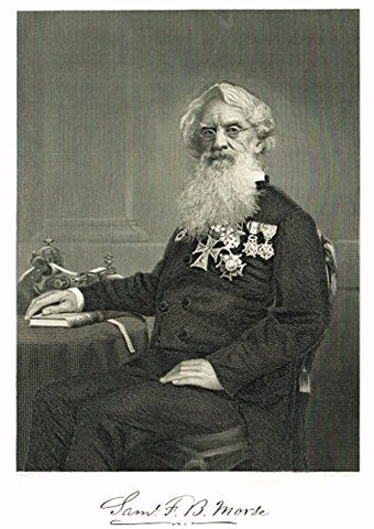 Portrait Gallery - "SAMUEL MORSE" - Steel Engraving - 1874