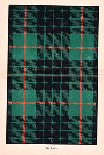Johnston's Scottish Tartans - "GUNN" - Chromolithograph - c1899