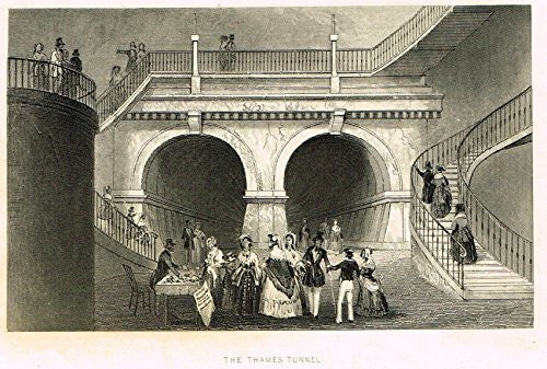 Tallis's London - "THE THAMES TUNNEL" - Steel Engraving - 1851