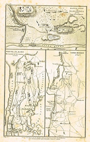 Shaffner's History - "BATTLEFIELD OF SARATOGA, 1777" & "UPPER HUDSON, 1776" - Engraving - 1863