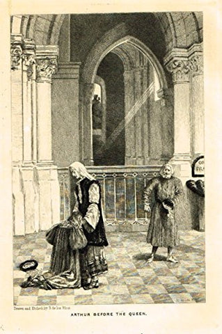 Walter Scott's - 'Anne of Geierstein' - "ARTHUR BEFORE THE QUEEN" - Etching - 1894