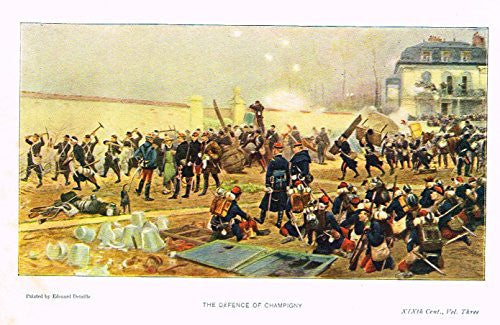 Emerson's History - ""THE DEFENCE OF CHAMPIGNY - Lithograph - 1901