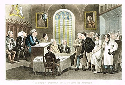 Rowlandson's Dr. Syntax - "DR. SYNTAX IN A COURT OF JUSTICE" - Aquatint - 1820