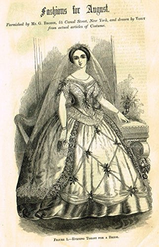 Harper's Magazine's - FASHIONS FOR AUGUST - Lithograph - c1860