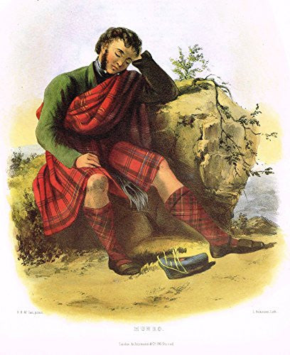 Clans & Tartans of Scotland by McIan - "MUNRO - Lithograph -1988