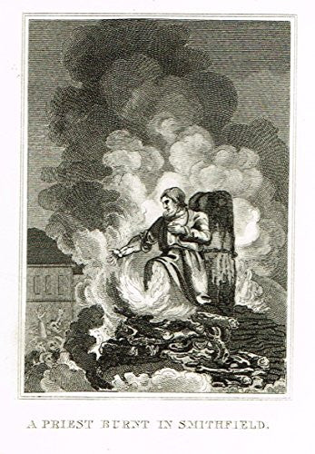 Miniature History of England - A PRIEST BURNT IN SMITHFIELD - Copper Engraving - 1812