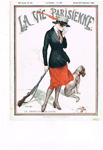 La Vie Parisienne Page - "LE REPENTIR DE DIANE" - Lithograph - 1921