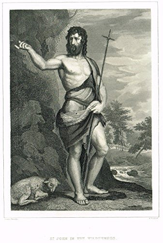 Miscellaneous Religious Print - "ST. JOHN IN THE WILDERNESS" - Steel Engraving - c1850