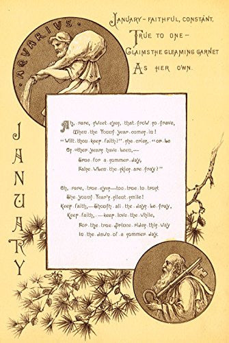 Mary A. Lathbury's Monthly Poems - "JANUARY POEM" - Tinted Chromolithograph - 1885