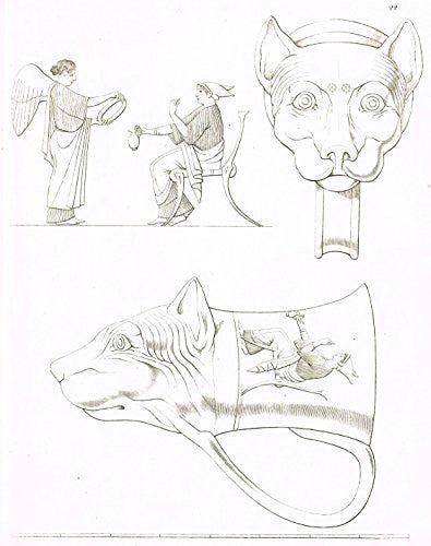 Fine Greek Engraving - CAT HEAD MUG - c1820