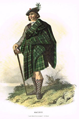 Clans & Tartans of Scotland by McIan - MACLEOD - Lithograph -1988