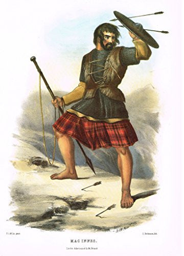 Clans & Tartans of Scotland by McIan - "MACINNES" - Lithograph -1988