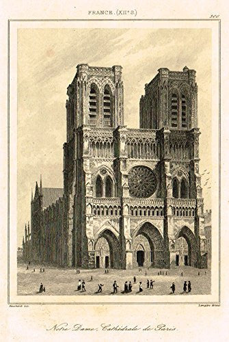 Bas's France Encyclopedique - "NOTRE DAME CATHEDRALE DE PARIS" - Steel Engraving - 1841