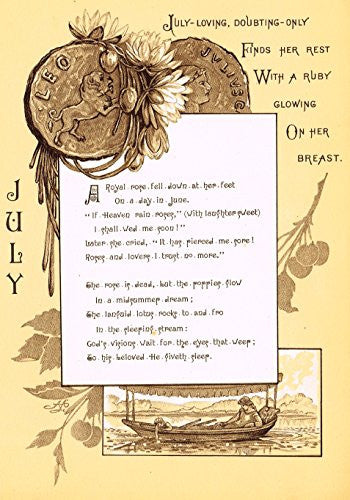 Mary A. Lathbury's Monthly Poems - "JULY POEM" - Tinted Chromolithograph - 1885