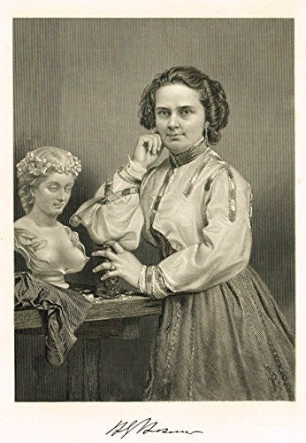 Portrait Gallery - "HARRIET HOSMER" - Steel Engraving - 1874