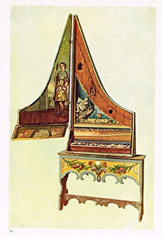 Hipkins Musical Instruments - "Spinet Piano" - Stipple Chromolithograph - 1923