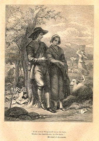 Christian Parlor Book - AND EVERY SHEPHERD TELLS HIS TALE - Wood Engraving - 1850