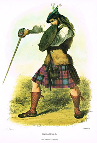 Clans & Tartans of Scotland by McIan - MACLACHLAN - Lithograph -1988