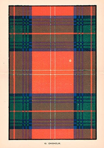 Johnston's Scottish Tartans - "CHISHOLM" - Chromolithograph - c1899